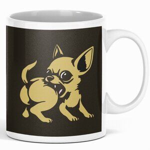 Chihuahua Bites Behind Double-Sided Ceramic Coffee Mug